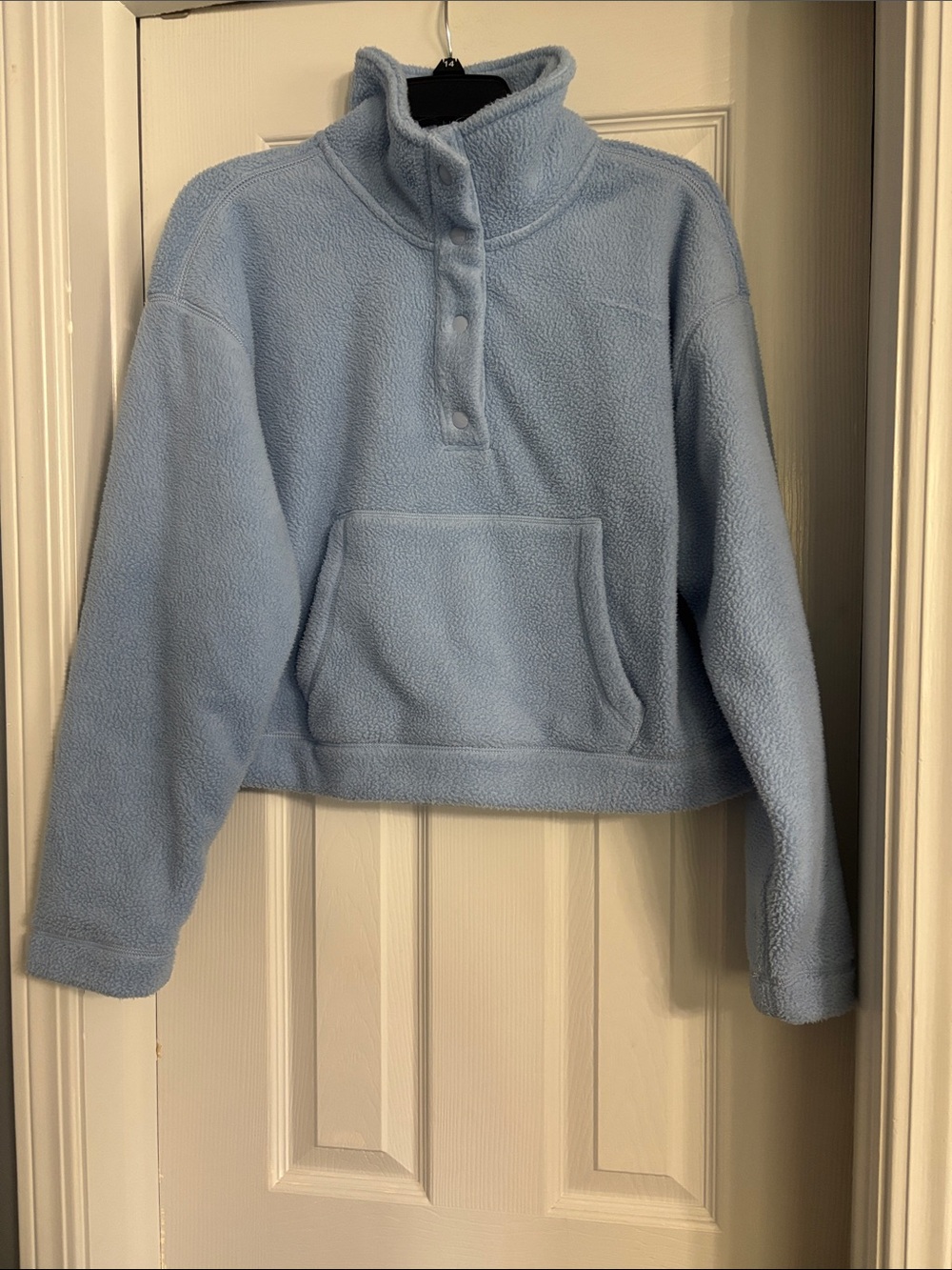 Abercrombie & Fitch Light Blue Snap Front Fleece Pullover Sweater Size Medium